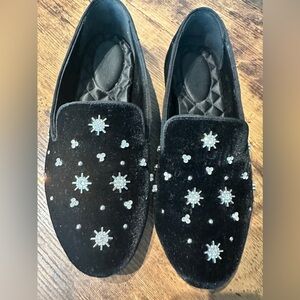 Birdies - The Starling Black Crystal Velvet loafers.